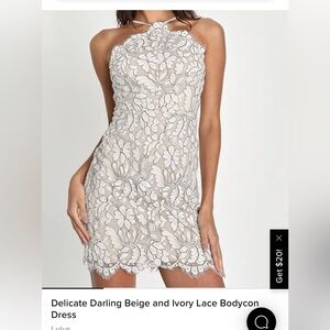 Lulu's Delicate Darling Beige and Ivory Lace Bodycon, size XS